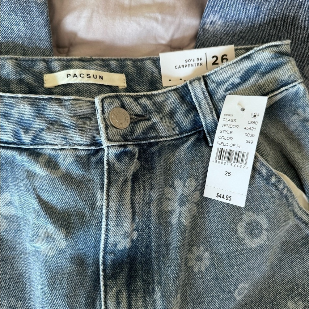 NWT SOLD OUT PacSun tonal Boyfriend Carpenter Pants jeans size 26 - Picture 7 of 8